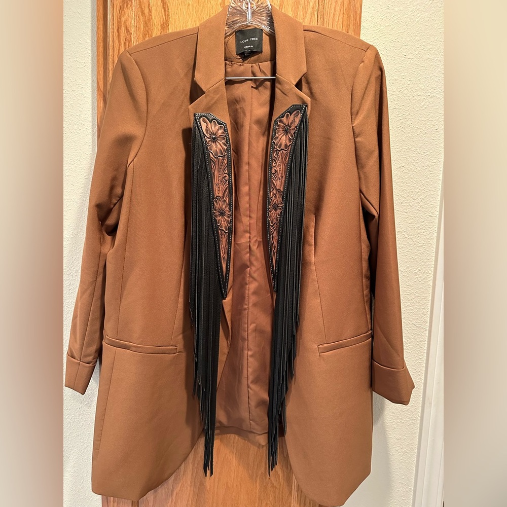Embroidered Fringe Blazer
